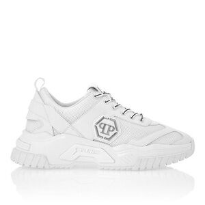 Philipp Plein Predator White Mesh Panel Lace-Up Sneakers
